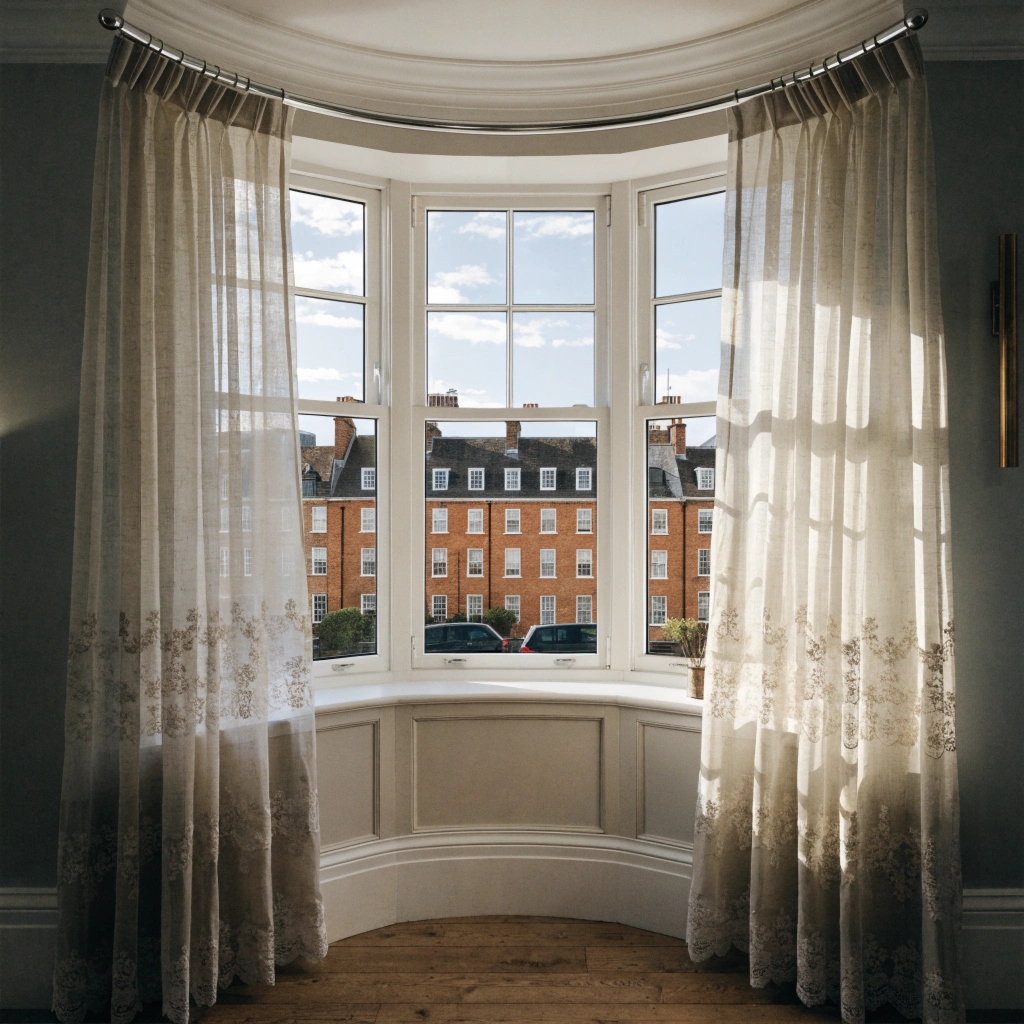 curved curtain pole for bay window